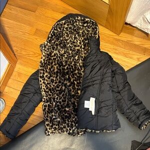 Leopard reversible Black Kids Jacket
